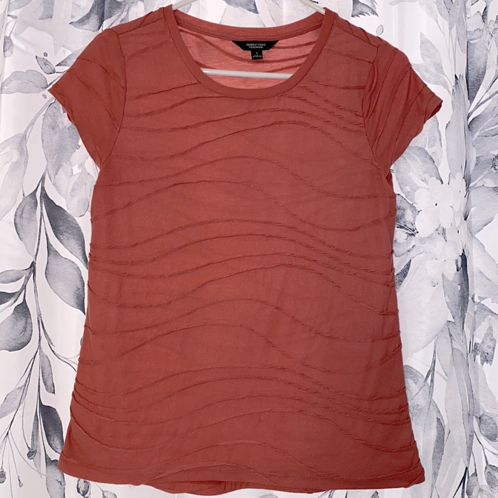 Simply Vera Wang Coral Short Sleeve Shirt, Women's S
